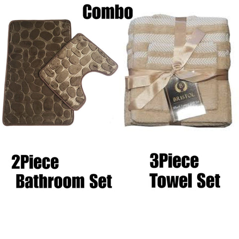Pebble Towel Combo Set - Dark Brown