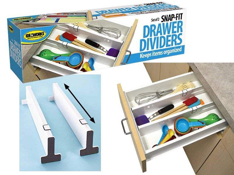 Divisori Regolabili Per Cassetti Ideaworks Snap-fit – Set Da 2, Espandibili Da 35,6 A 53,3 Cm. Con Impugnature Antiscivolo Per Organizzare Utensili, Calze, Biancheria E Attrezzi. Addio Al Caos! - 3