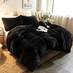 5pc Fluffy Comforter Set - Queen Size - Black