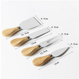 4 Pieces Set Cheese Knives with Wood Handle