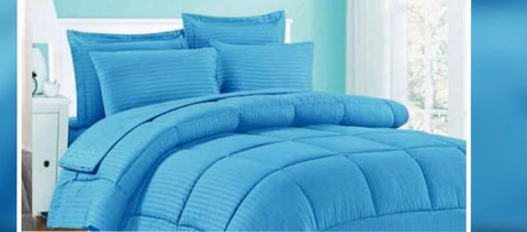 Block Comforter Set - Queen Size - Light Blue