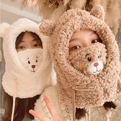 🐻WINTER FLUFFY BEAR HAT AND MASK 🐻