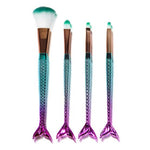 4pc Mermaid Makeup Brushes - Turquoise