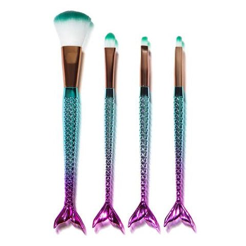 4pc Mermaid Makeup Brushes - Turquoise