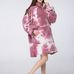 TV Blanket Hoodie -  Red Tie Dye