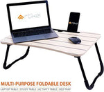 Portable Foldable Laptop Table - Wood With Stripes