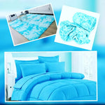 BLOCK COMFORTER COMBO - QUEEN SIZE - LIGHT BLUE