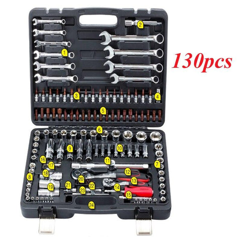 130pc Socket Set Car Repair Tool Auto Hand Tool Kit