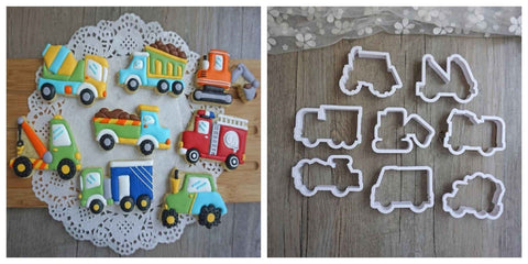 Construction Truck Cookie / Sandwich Cutters - Set of 8