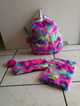 Unicorn Fluffy Bag with Pencil Case and Notebook