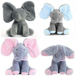 Peek-a-Boo Interactive Elephant Plush - Grey / Pink / Blue