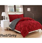 5pc Reversible Comforter Set - Queen Size - Red / Grey