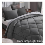 5pc Reversible Comforter Set - Queen Size - Dark Grey / Light Grey