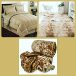 BLOCK COMFORTER COMBO - QUEEN SIZE - LIGHT BROWN