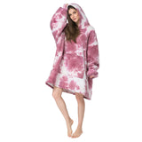 TV Blanket Hoodie -  Red Tie Dye