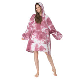 TV Blanket Hoodie -  Red Tie Dye