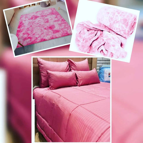 BLOCK COMFORTER COMBO - QUEEN SIZE - PINK