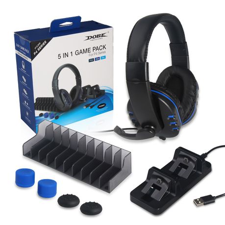 DOBE 5 in 1 Headphones - Charging Dock -Game Stand -Silicon Caps For PS4
