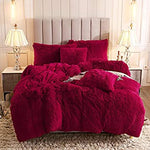 5pc Fluffy Comforter Set - Queen Size - Maroon