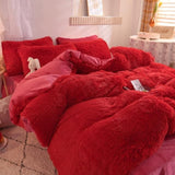 5pc Fluffy Comforter Set - Queen Size - Red