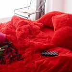 5pc Fluffy Comforter Set - Queen Size - Red