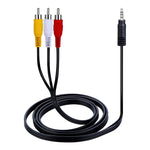 3.5mm to 3 RCA Male Plug to RCA Stereo Audio Video Male AUX Cable - 1.5m