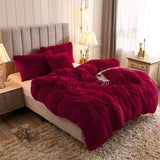 5pc Fluffy Comforter Set - Queen Size - Maroon