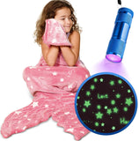 Glow in the Dark Mermaid Tail TV Blanket with FREE UV Torch