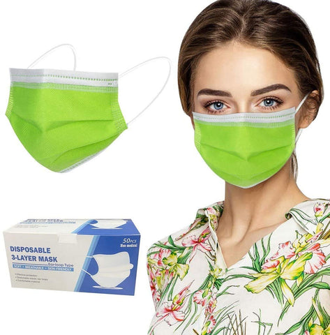 3ply Green Disposable Masks -50 Pack