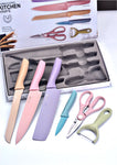 6 Piece Pastel Corrugated Kitchen Knife Set