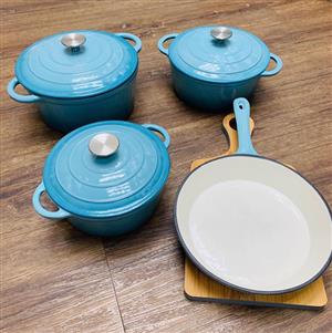 7pc Cast Iron Pot Set - Light Blue