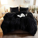 5pc Fluffy Comforter Set - Queen Size - Black