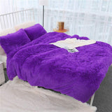 5pc Fluffy Comforter Set - Queen Size - Purple