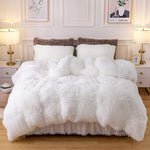 5pc Fluffy Comforter Set - Queen Size - White