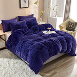 5pc Fluffy Comforter Set - Queen Size - Navy