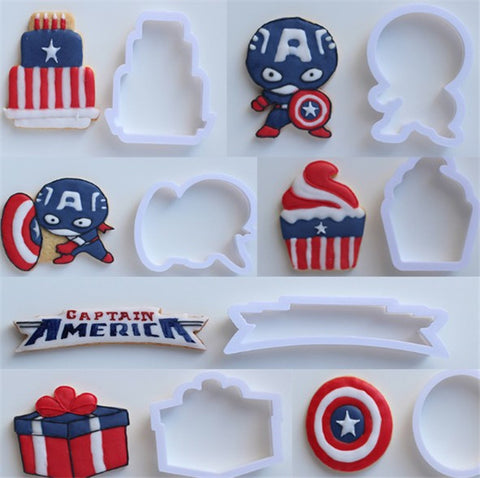 Captain America Cookie / Sandwich Cutters - Set of 8