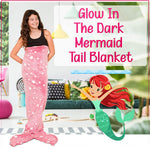 Glow in the Dark Mermaid Tail TV Blanket with FREE UV Torch
