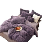 5pc Fluffy Comforter Set - Queen Size - Grey