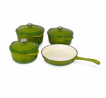 7pc Cast Iron Pot Set - Green