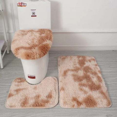 3pc Fluffy Bathroom Set - Light Brown