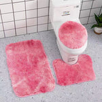 3pc Fluffy Bathroom Set - Pink