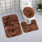 3pc Fluffy Bathroom Set - Dark Brown