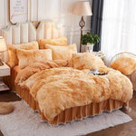5pc Fluffy Comforter Set - Queen Size - Light Brown OMBRE (CLEARANCE)