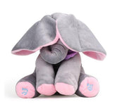 Peek-a-Boo Interactive Elephant Plush - Grey / Pink / Blue