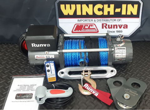 Runva Winch RW9500S – 12V WITH SYNTHETIC ROPE (9 500LBS = 4 309KG) – VERY POPULAR!