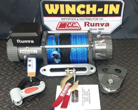Runva Winch  RW12000S – 12V WITH SYNTHETIC ROPE (12000 LBS = 5 443KG) – IP67 MOTOR