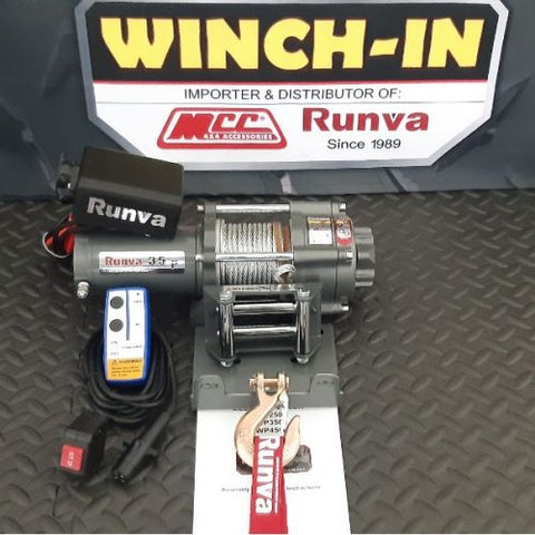 Runva Winch RW3500CXTR – 12V WITH STEEL CABLE (3 500LBS = 1 588KG) (SUPPLIED WITH CABLE (WIRE) + WIRELESS REMOTE)