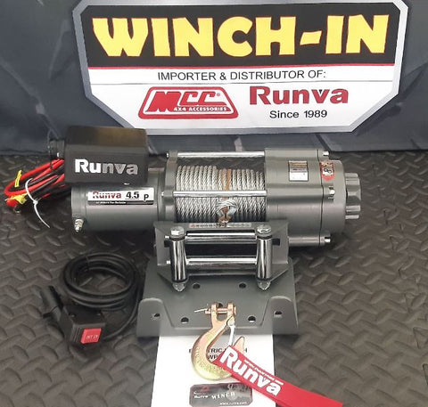 Runva Winch RW4500C – 12V WITH STEEL CABLE (4500LBS = 2 041KG) (SUPPLIED WITH CABE (WIRE) REMOTE ONLY)