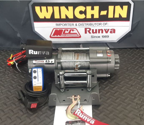 Runva Winch RW4500CXTR – 12V WITH STEEL CABLE (4 500LBS = 2 041KG)(SUPPLIED WITH CABLE (WIRE) + WIRELESS REMOTE)