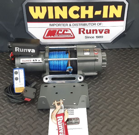 Runva Winch RW4500SXTR – 12V WITH SYNTHETIC ROPE (4 500LBS = 2 041KG) (SUPPLIED WITH CABLE (WIRE) + WIRELESS REMOTE)